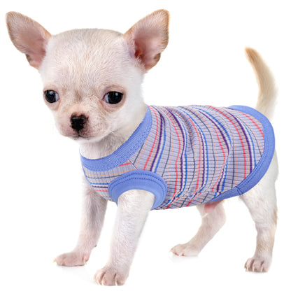Paiaite Soft Ribbed Dog Vest - Pink Striped Tank Top for Small to Extra Small Breeds, Easy Pullover Style, Hand Wash Only, Dog Tank Top