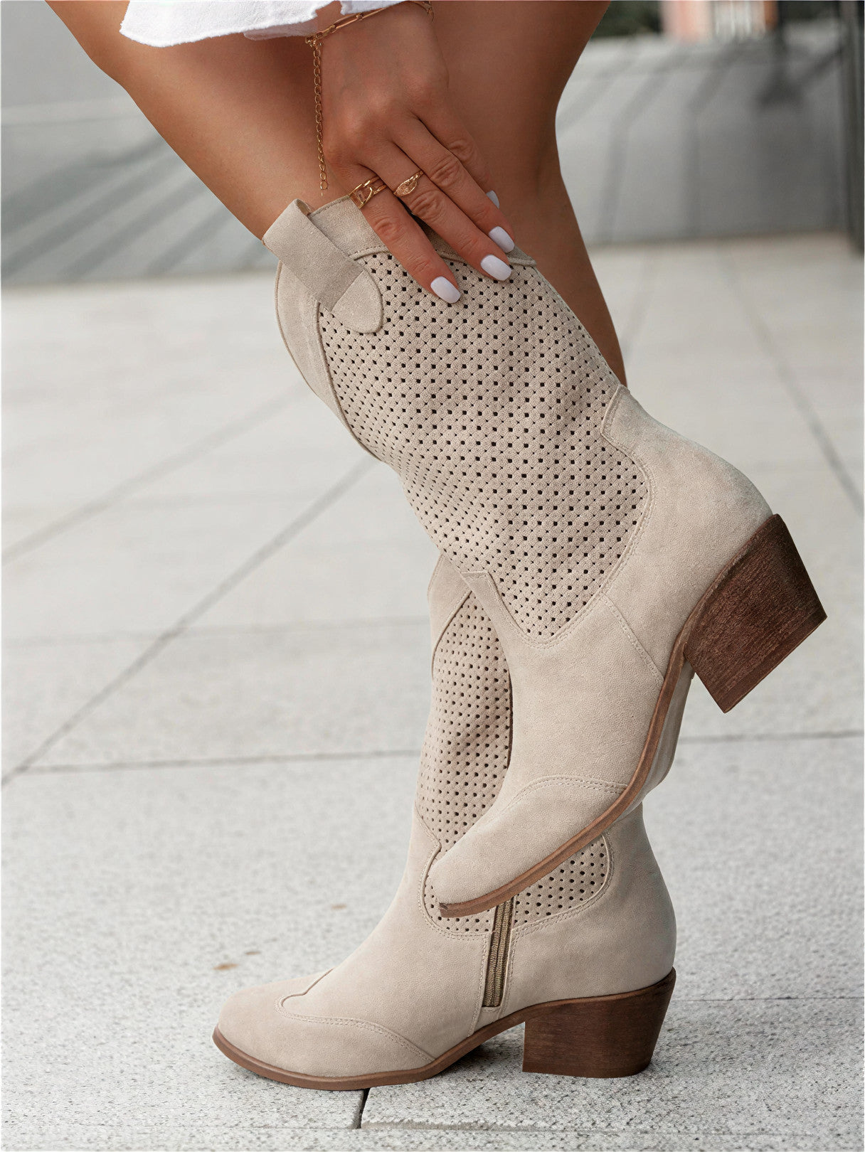 Western Charm Cutout Mid-Calf Boots