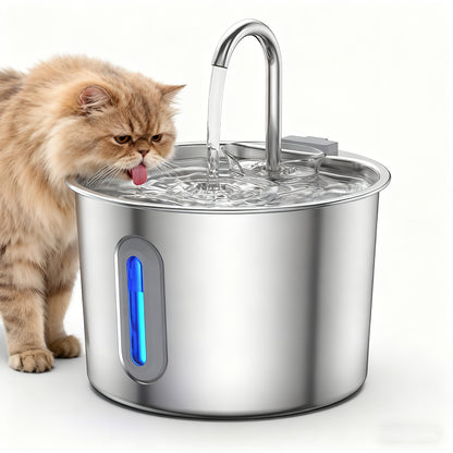 Stainless Steel for cat Water Fountain, 74oz (2.2L) Ultra-Quiet Automatic Pet Water Dispenser for Cats Dogs, No More Stale Water, BPA-Free, Durable Metal Design, Perfect for Small Animals, Multi-Pet Homes, for cat Water Fount