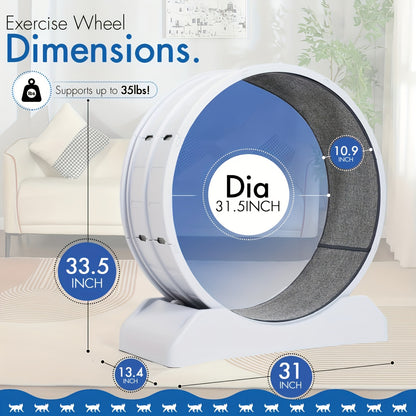 [Large Cat Exercise Wheel] 33" Large Carpeted Cat Exercise Wheel - Durable Plastic Indoor Treadmill For Cats