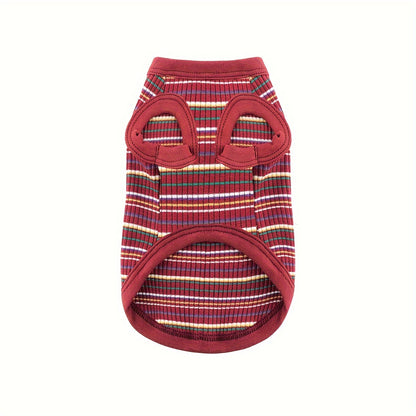 Paiaite Soft Ribbed Dog Vest - Pink Striped Tank Top for Small to Extra Small Breeds, Easy Pullover Style, Hand Wash Only, Dog Tank Top