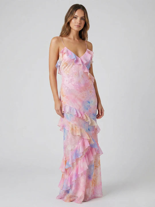 Ethereal Flow Ruffled Maxi Dress