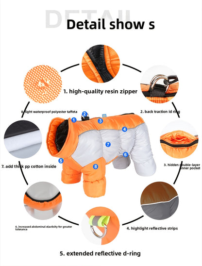 Dog Winter Jacket - Windproof High Neck Pet Coat with Zipper Closure, Warm Thermal Insulation for Small & Medium Dogs, Cute OrangeRed - Cold Weather, Machine Washable Dog Sweater For Winter & Spring, Dog Winter Clothes, Durab