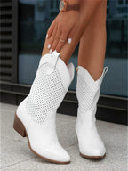 Western Charm Cutout Mid-Calf Boots