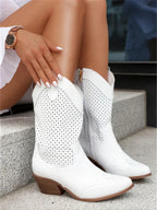 Western Charm Cutout Mid-Calf Boots
