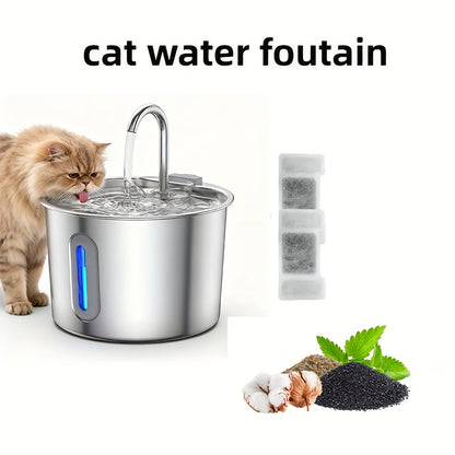 Stainless Steel for cat Water Fountain, 74oz (2.2L) Ultra-Quiet Automatic Pet Water Dispenser for Cats Dogs, No More Stale Water, BPA-Free, Durable Metal Design, Perfect for Small Animals, Multi-Pet Homes, for cat Water Fount