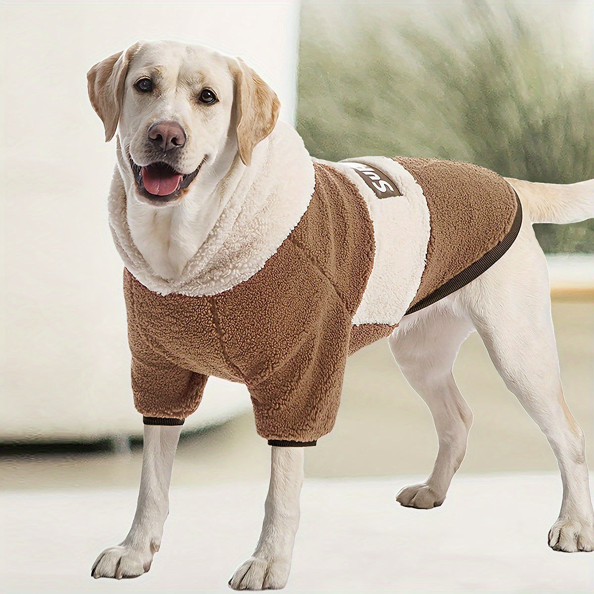 1pc Thickened Warm Cozy Knit Pet Hoodie Coat, Polyester, Pullover Style, Breathable Fabric, Suitable for Medium to Large Dogs, French Bulldog, Labrador, Rottweiler