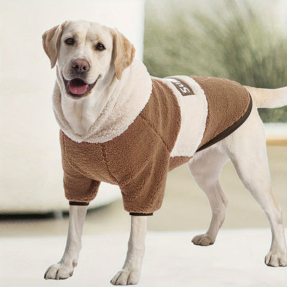 1pc Thickened Warm Cozy Knit Pet Hoodie Coat, Polyester, Pullover Style, Breathable Fabric, Suitable for Medium to Large Dogs, French Bulldog, Labrador, Rottweiler