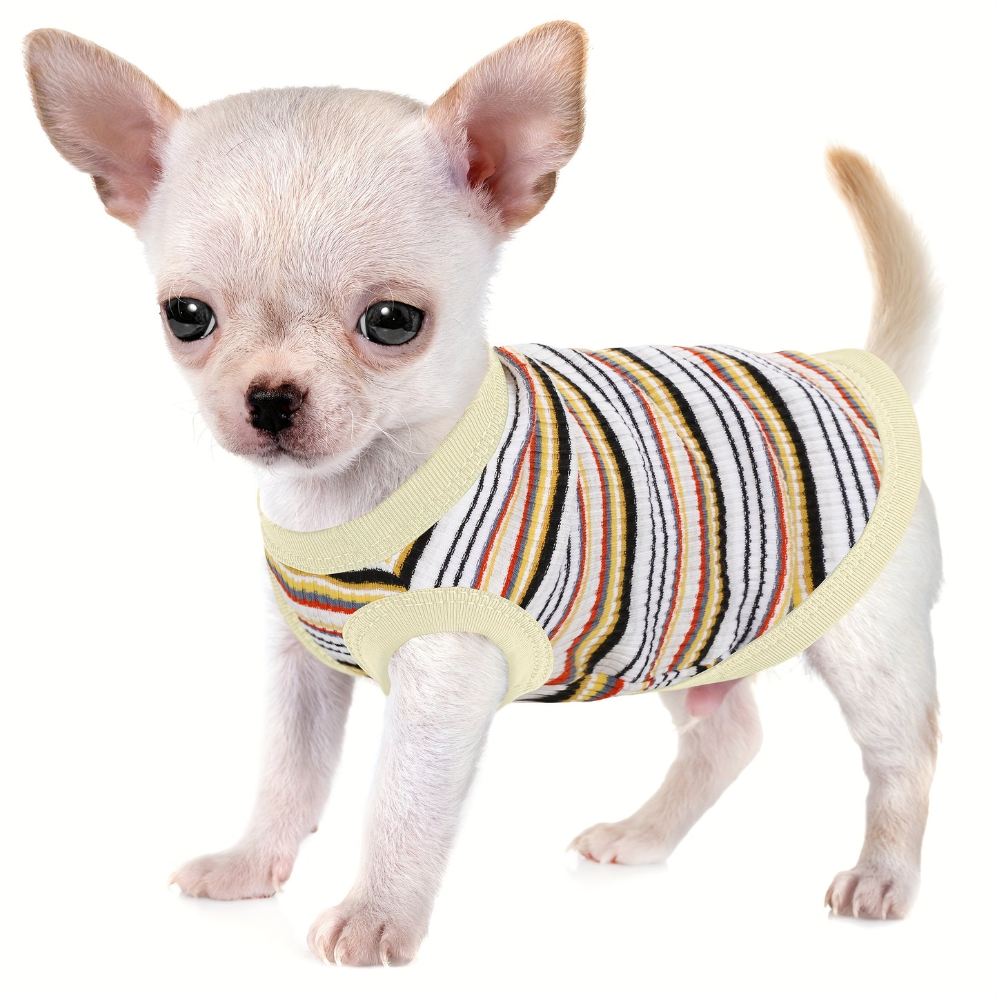Paiaite Soft Ribbed Dog Vest - Pink Striped Tank Top for Small to Extra Small Breeds, Easy Pullover Style, Hand Wash Only, Dog Tank Top