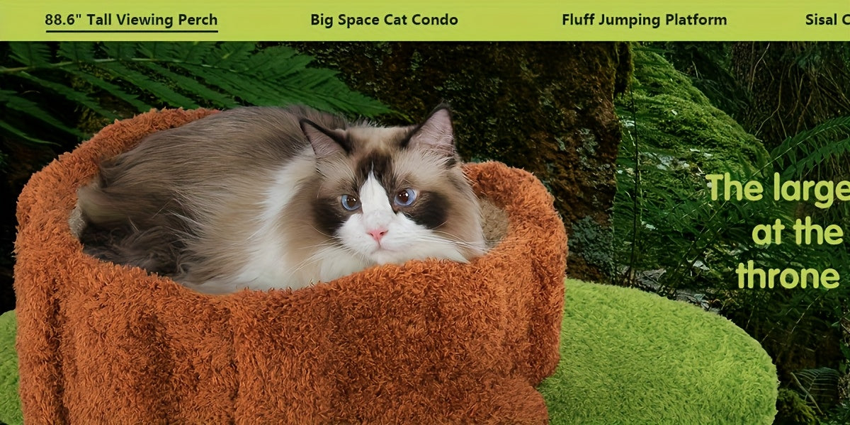 88.6" Extra Large Cat Tree Tower, Solid Wood Cat Tree, Luxury Cat Stuff Clearance, Cat Bed for Multi-Cat Households, Cat Toys for Indoor, Cat Scratcher, Cat Condo, Local Warehouse Cat House, Cat Scratching Post, Cat Climbe Fu