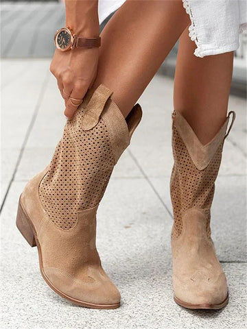 Western Charm Cutout Mid-Calf Boots