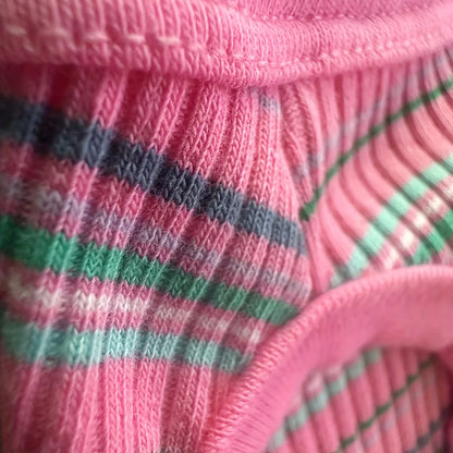 Paiaite Soft Ribbed Dog Vest - Pink Striped Tank Top for Small to Extra Small Breeds, Easy Pullover Style, Hand Wash Only, Dog Tank Top