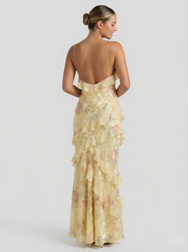 Ethereal Flow Ruffled Maxi Dress