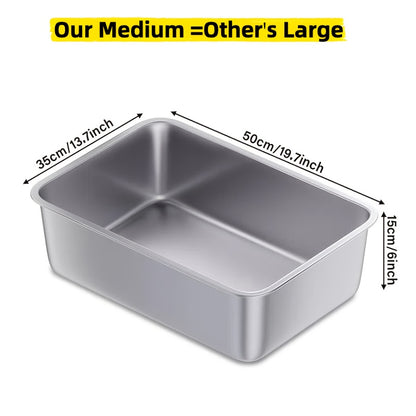 Heavy Duty Large Stainless Steel Cat Litter Box, Rust-Proof, Easy to Clean, for Big Cats and Rabbits, Long-Lasting Durability