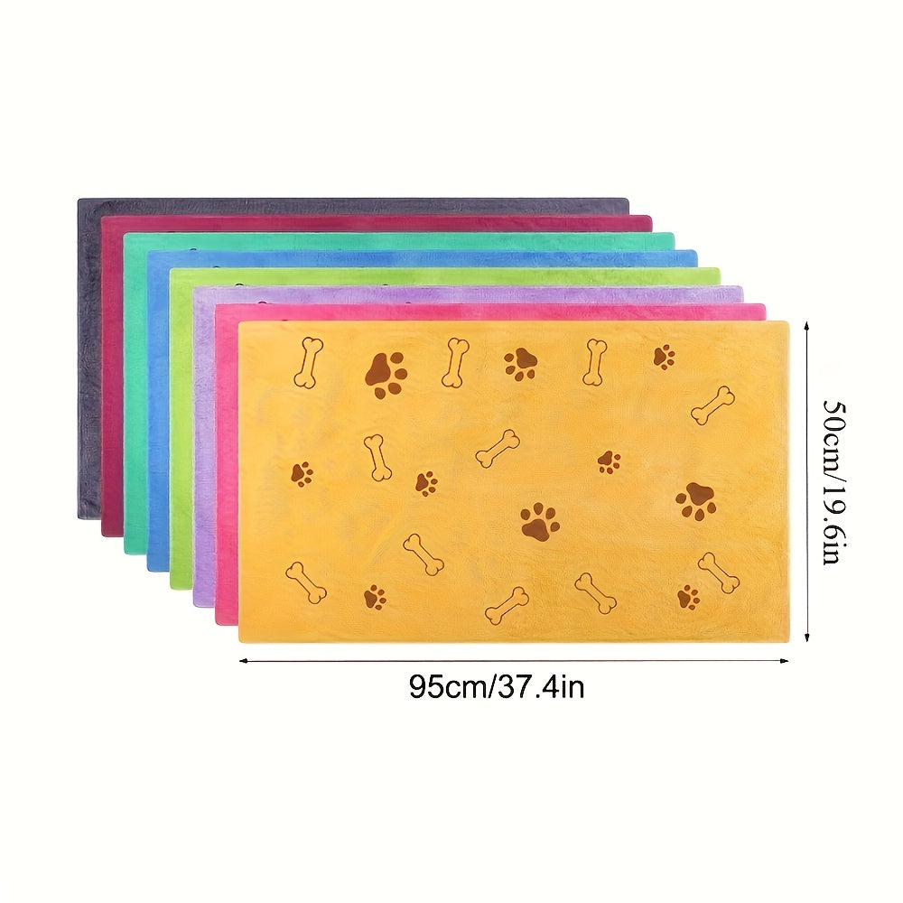 [Quick-Dry Pet Towels] 4pcs Quick-Dry Pet Towels for Medium Dogs | Soft, Absorbent Polyester with Colorful Paw Print Design - Ideal for Bathing and Grooming