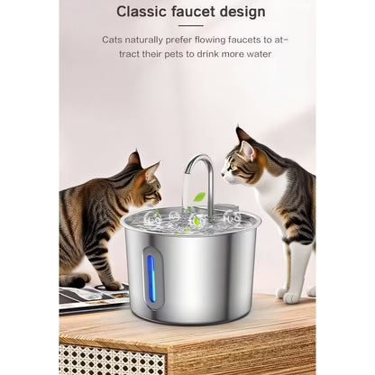 Stainless Steel for cat Water Fountain, 74oz (2.2L) Ultra-Quiet Automatic Pet Water Dispenser for Cats Dogs, No More Stale Water, BPA-Free, Durable Metal Design, Perfect for Small Animals, Multi-Pet Homes, for cat Water Fount