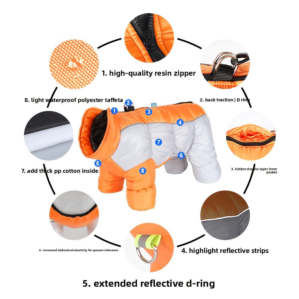 Dog Winter Jacket - Windproof High Neck Pet Coat with Zipper Closure, Warm Thermal Insulation for Small & Medium Dogs, Cute OrangeRed - Cold Weather, Machine Washable Dog Sweater For Winter & Spring, Dog Winter Clothes, Durab