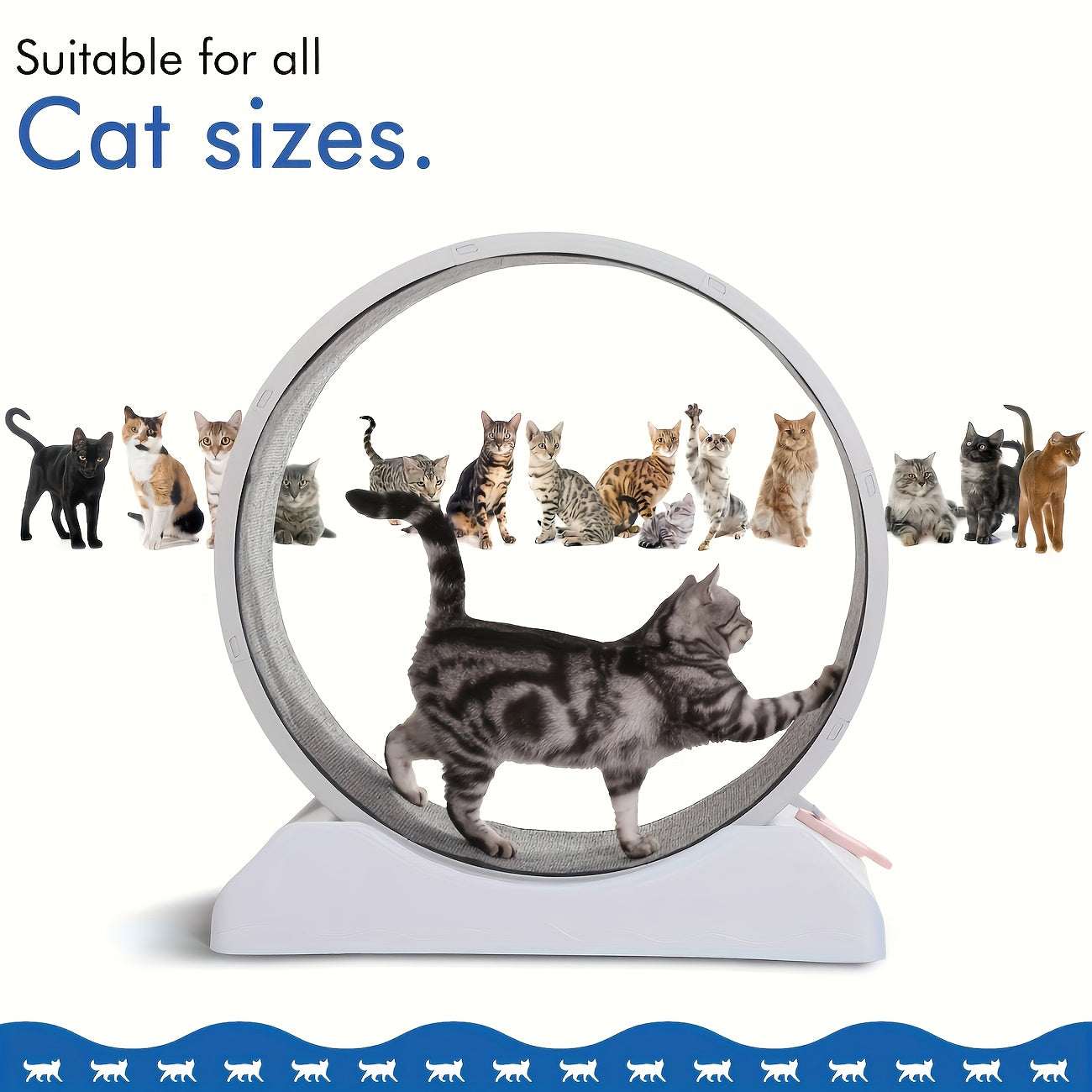 [Large Cat Exercise Wheel] 33" Large Carpeted Cat Exercise Wheel - Durable Plastic Indoor Treadmill For Cats