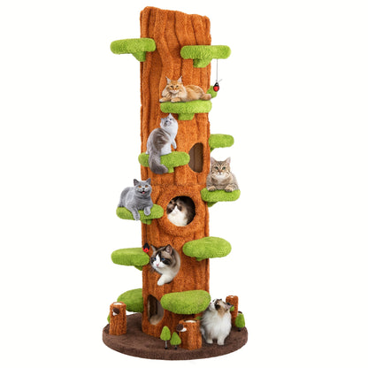 88.6" Extra Large Cat Tree Tower, Solid Wood Cat Tree, Luxury Cat Stuff Clearance, Cat Bed for Multi-Cat Households, Cat Toys for Indoor, Cat Scratcher, Cat Condo, Local Warehouse Cat House, Cat Scratching Post, Cat Climbe Fu