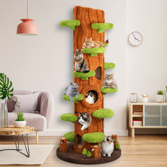88.6" Extra Large Cat Tree Tower, Solid Wood Cat Tree, Luxury Cat Stuff Clearance, Cat Bed for Multi-Cat Households, Cat Toys for Indoor, Cat Scratcher, Cat Condo, Local Warehouse Cat House, Cat Scratching Post, Cat Climbe Fu