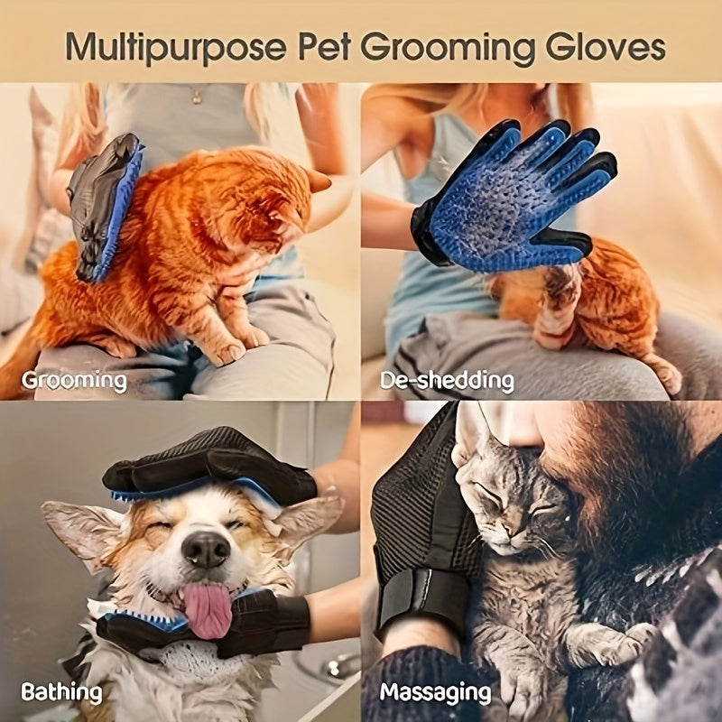 Pet Grooming Gloves, Pet De-Shedding Gloves, Dog Brush Gloves, Gentle De-Shedding Brush Gloves, De-Shedding Gloves De-Shedding Gloves, Grooming Easily And Neatly, Grooming Gloves for Dogs, Cats, Rabbits, And Horses with Long/