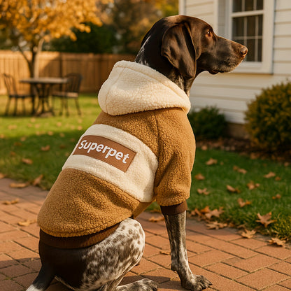 1pc Thickened Warm Cozy Knit Pet Hoodie Coat, Polyester, Pullover Style, Breathable Fabric, Suitable for Medium to Large Dogs, French Bulldog, Labrador, Rottweiler