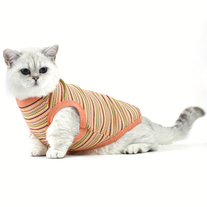 Paiaite Soft Ribbed Dog Vest - Pink Striped Tank Top for Small to Extra Small Breeds, Easy Pullover Style, Hand Wash Only, Dog Tank Top