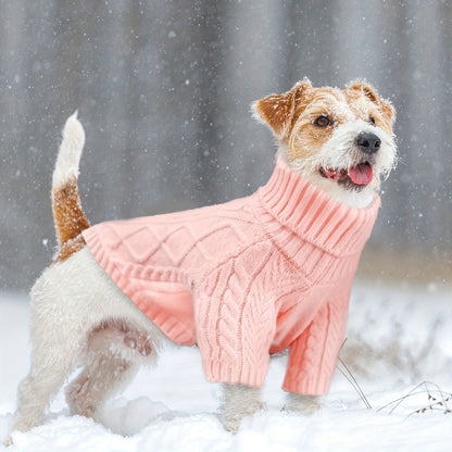 Cozy Pink Turtleneck Dog Sweater - Warm Knit Pullover for Small to Medium Breeds, Soft Long-Sleeve Pet Apparel for Chihuahuas, Bulldogs, Dachshunds, Dog Clothes