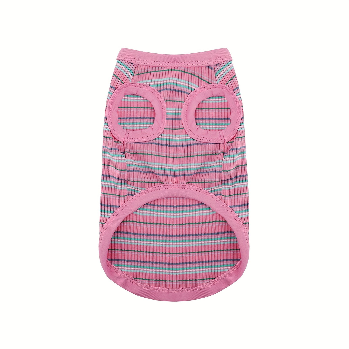 Paiaite Soft Ribbed Dog Vest - Pink Striped Tank Top for Small to Extra Small Breeds, Easy Pullover Style, Hand Wash Only, Dog Tank Top