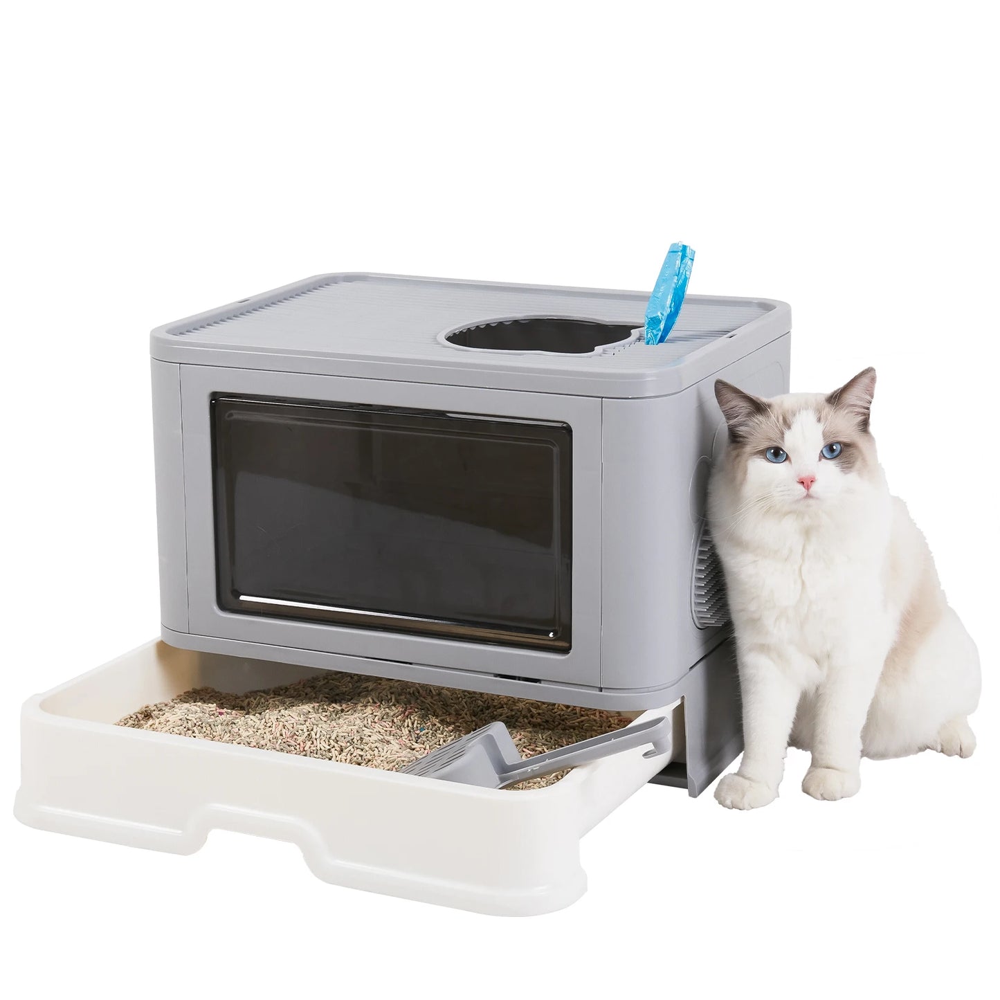Foldable Litter Box Front Entry & Top Exit