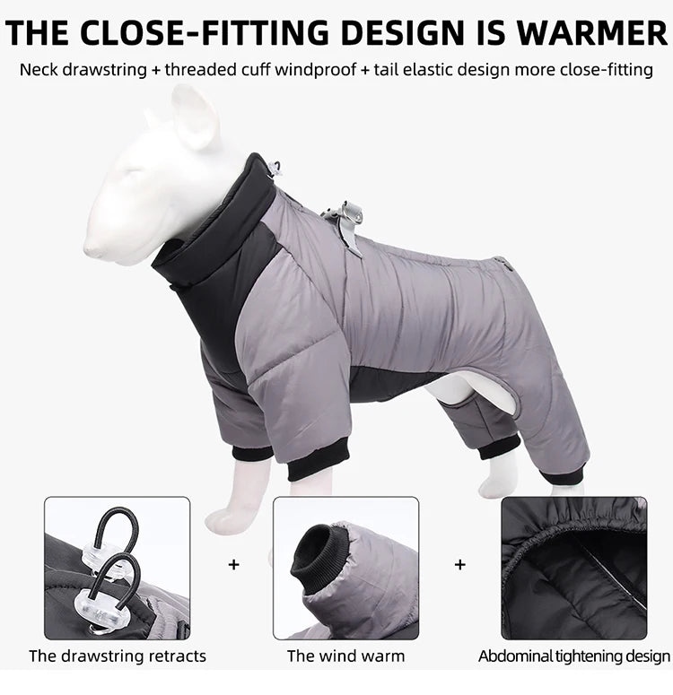 Waterproof Dog Jumpsuit Reflective Thick Puppy Jacket Overalls For Small Medium Dogs Outdoor Windproof Yorkie Pug Coat Outfits