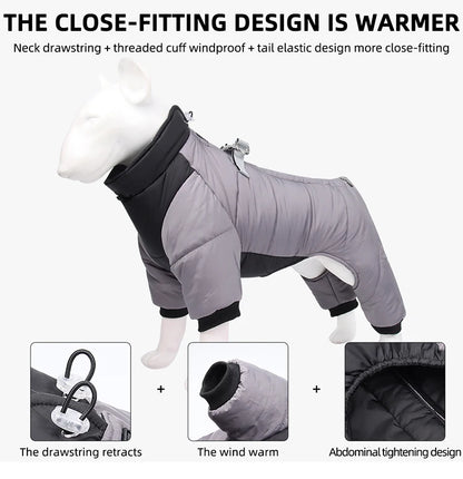 Waterproof Dog Jumpsuit Reflective Thick Puppy Jacket Overalls For Small Medium Dogs Outdoor Windproof Yorkie Pug Coat Outfits