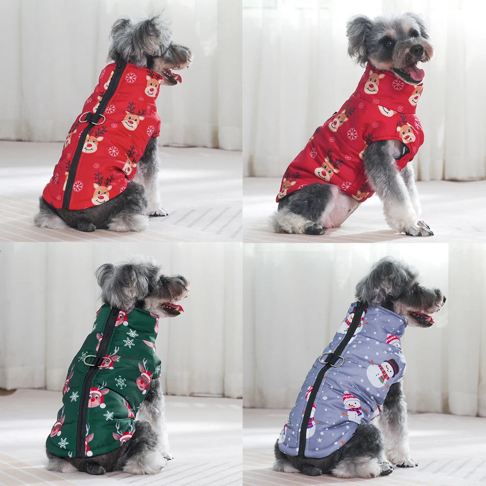 Christmas Dog Jacket Coat Winter Warm Pet Clothes for Small Medium Dogs Cats Vest Costume Waterproof Puppy Chihuahua Pug Outfits