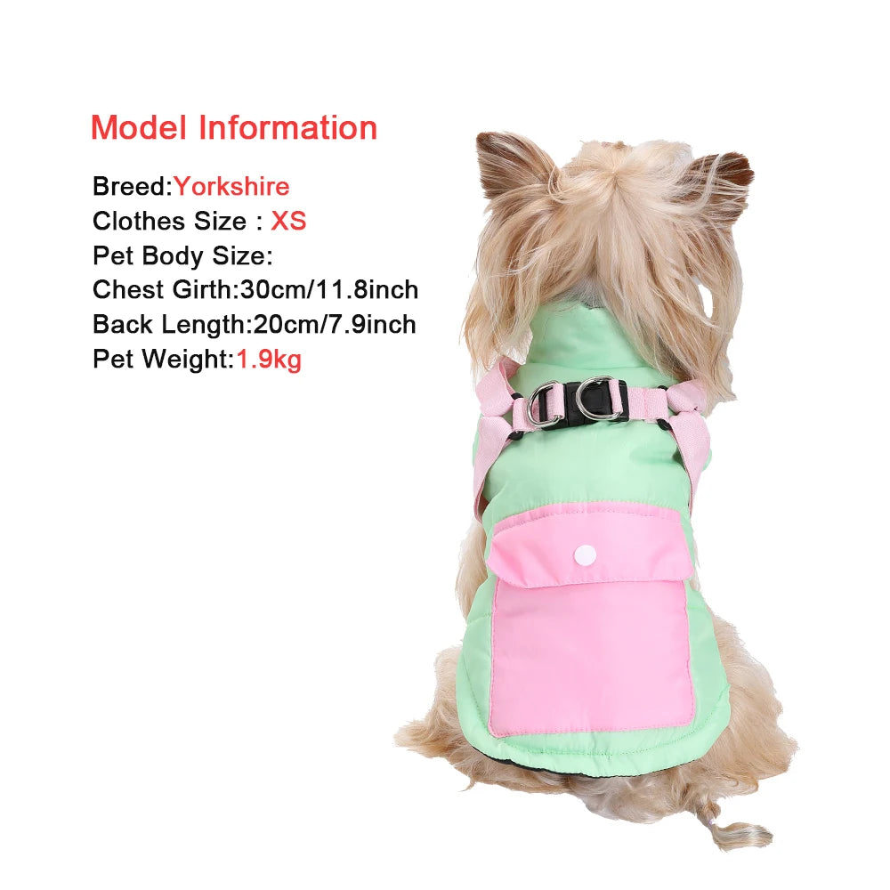 Puppy Clothes with Harness Winter Warm Dog Jacket for Small Medium Dogs Cats Apparel Chihuahua French Bulldog Pug Pet Costume