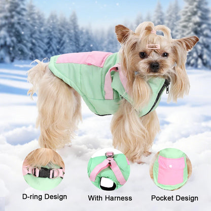 Puppy Clothes with Harness Winter Warm Dog Jacket for Small Medium Dogs Cats Apparel Chihuahua French Bulldog Pug Pet Costume