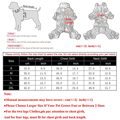 Winter Warm Dog Coat Clothes Thick Fleece Jumpsuit Overalls for Small Medium Dogs Waterproof Elastic Puppy Jacket Pet Outfits