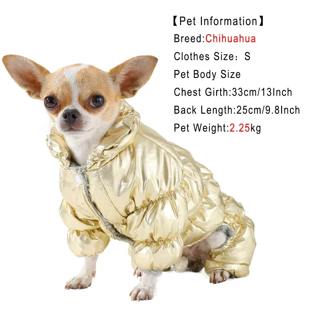 Winter Warm Dog Coat Clothes Thick Fleece Jumpsuit Overalls for Small Medium Dogs Waterproof Elastic Puppy Jacket Pet Outfits