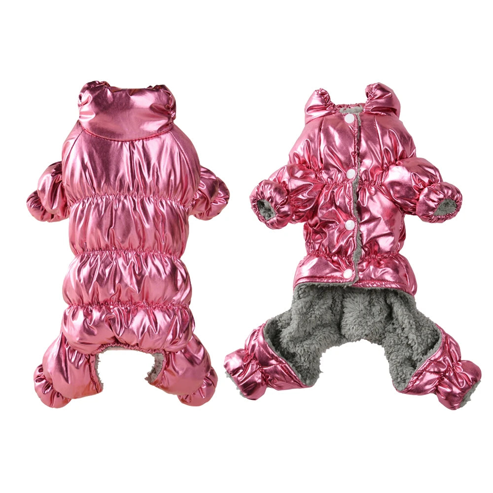 Winter Warm Dog Coat Clothes Thick Fleece Jumpsuit Overalls for Small Medium Dogs Waterproof Elastic Puppy Jacket Pet Outfits
