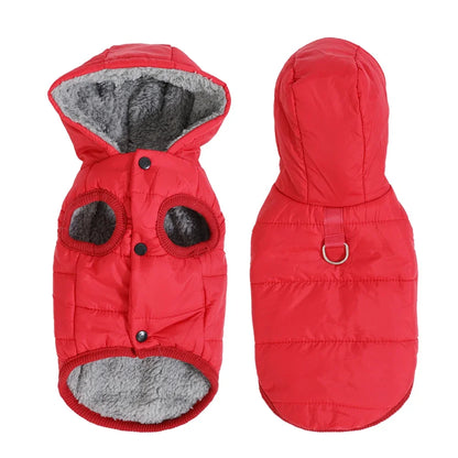 Warm Fleece Dog Coat With Hooded Waterproof Winter Pet Puppy Clothes For Small Medium Dogs Cats French Bulldog Hoodie Costume