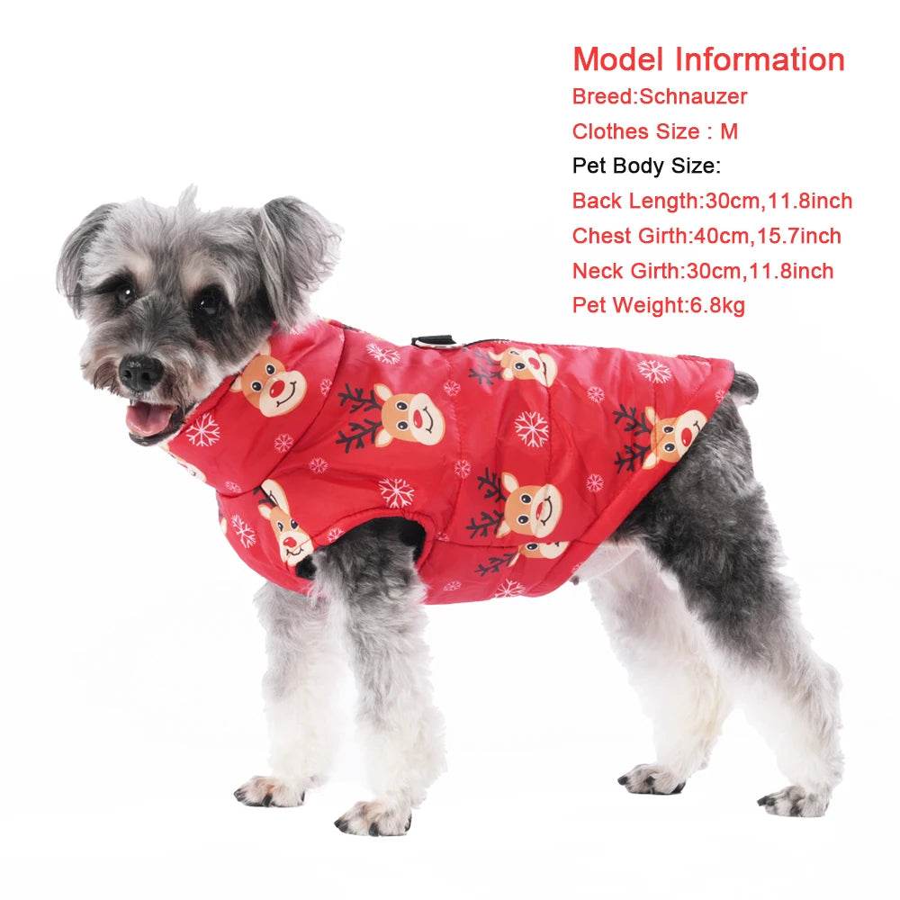 Christmas Dog Jacket Coat Winter Warm Pet Clothes for Small Medium Dogs Cats Vest Costume Waterproof Puppy Chihuahua Pug Outfits