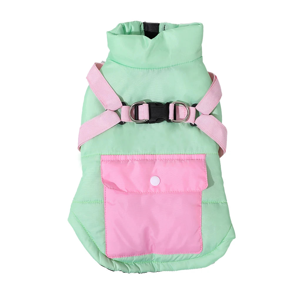 Puppy Clothes with Harness Winter Warm Dog Jacket for Small Medium Dogs Cats Apparel Chihuahua French Bulldog Pug Pet Costume