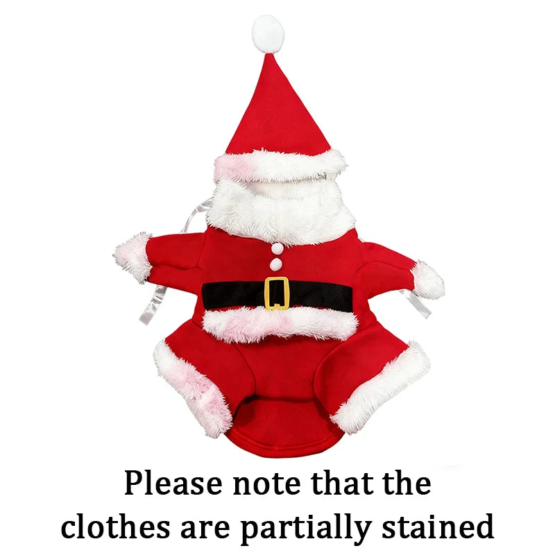 Funny Pet Cat Santa Claus Clothes Christmas Costume For Small Medium Cats Dog Cute Kitten Cosplay Set Photo Props Party Outfits