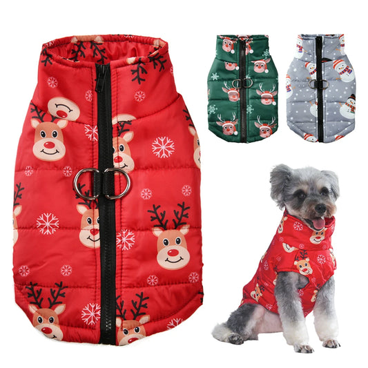 Christmas Dog Jacket Coat Winter Warm Pet Clothes for Small Medium Dogs Cats Vest Costume Waterproof Puppy Chihuahua Pug Outfits