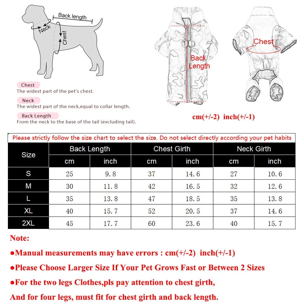 Winter Reflective Dog Clothes Jumpsuit For Small Medium Dogs Waterproof Warm Puppy Jacket Overalls Chihuahua Pet Onesie Outfits