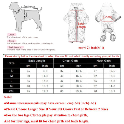 Winter Reflective Dog Clothes Jumpsuit For Small Medium Dogs Waterproof Warm Puppy Jacket Overalls Chihuahua Pet Onesie Outfits