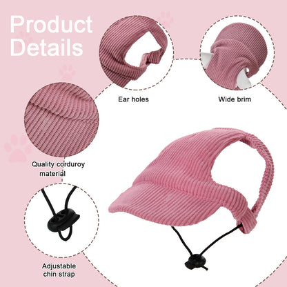 Cute Hat for Cats Dogs Adjustable Kitten Sport Baseball Cap With Ear Hole Pet Cat Sun Hats Birthday Party Headwear Accessories