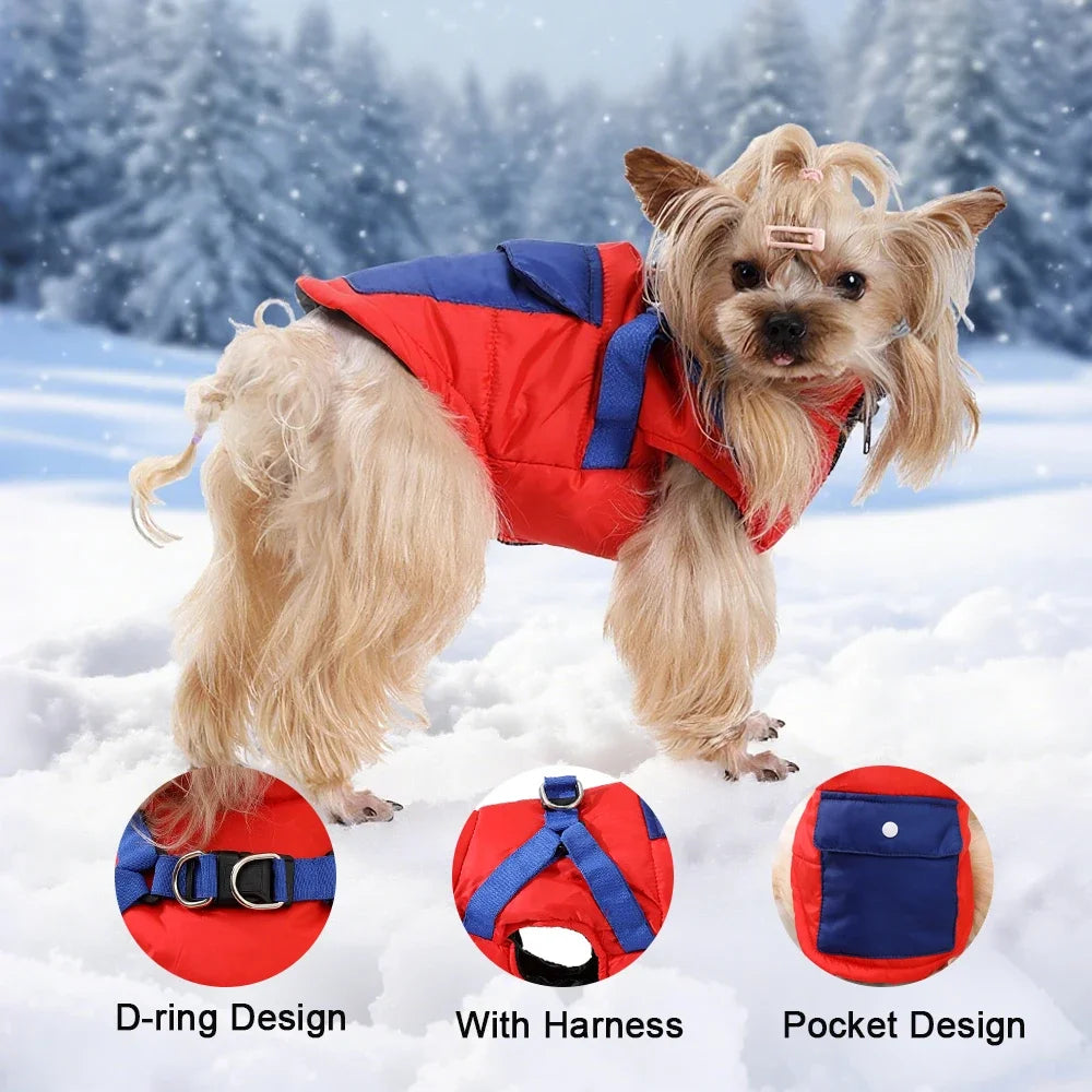 Puppy Clothes with Harness Winter Warm Dog Jacket for Small Medium Dogs Cats Apparel Chihuahua French Bulldog Pug Pet Costume