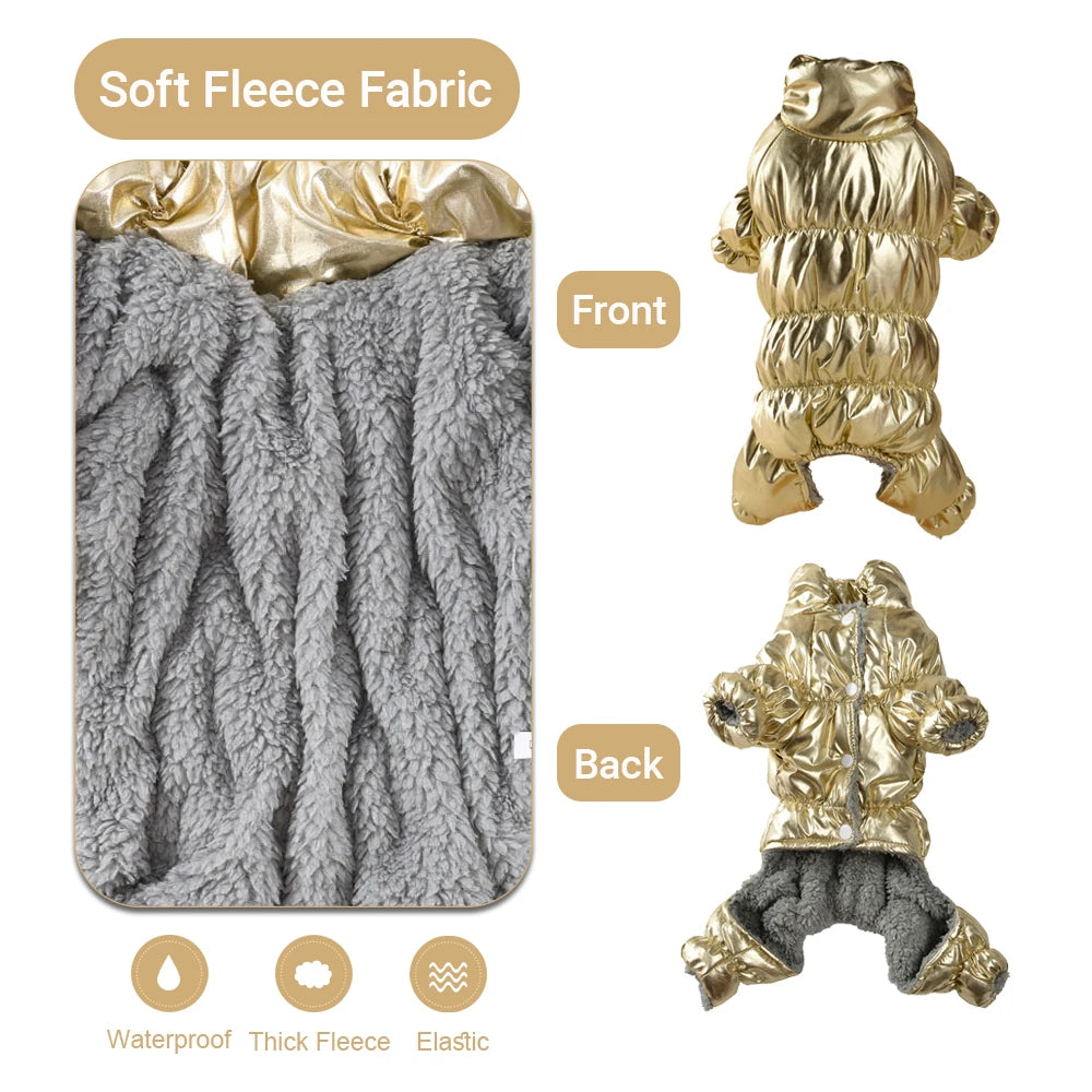 Winter Warm Dog Coat Clothes Thick Fleece Jumpsuit Overalls for Small Medium Dogs Waterproof Elastic Puppy Jacket Pet Outfits