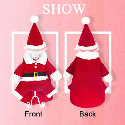 Funny Pet Cat Santa Claus Clothes Christmas Costume For Small Medium Cats Dog Cute Kitten Cosplay Set Photo Props Party Outfits