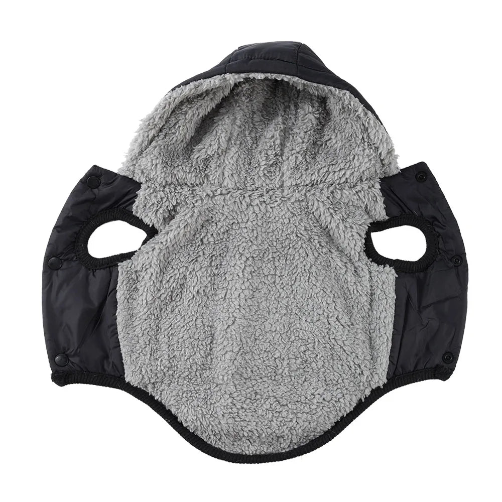 Warm Fleece Dog Coat With Hooded Waterproof Winter Pet Puppy Clothes For Small Medium Dogs Cats French Bulldog Hoodie Costume